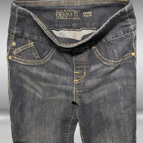 #8-Rock & Republic pull on leggings with denim Rx medium wash w/o rips on legs - Picture 2 of 2